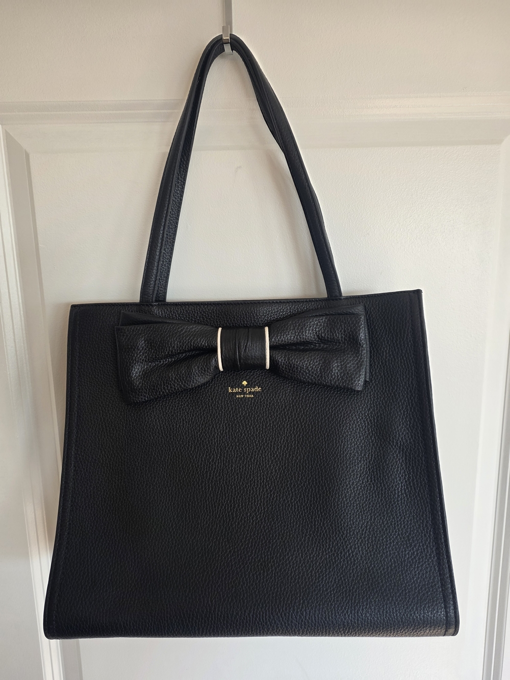 Kate Spade Black Leather Bow Tote Bag